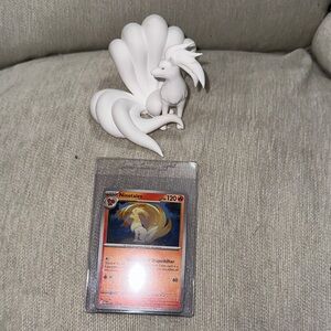 Ninetales Pokémon Card with 3D print white Ninetales Figure ready for painting